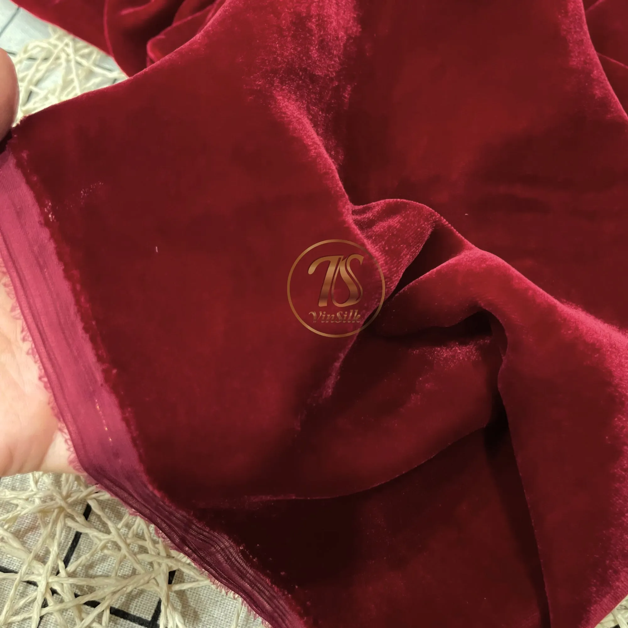 100% Pure Mulberry Silk Velvet Fabric - Luxury Silk Velvet - Silk for sewing - Red Silk Velvet