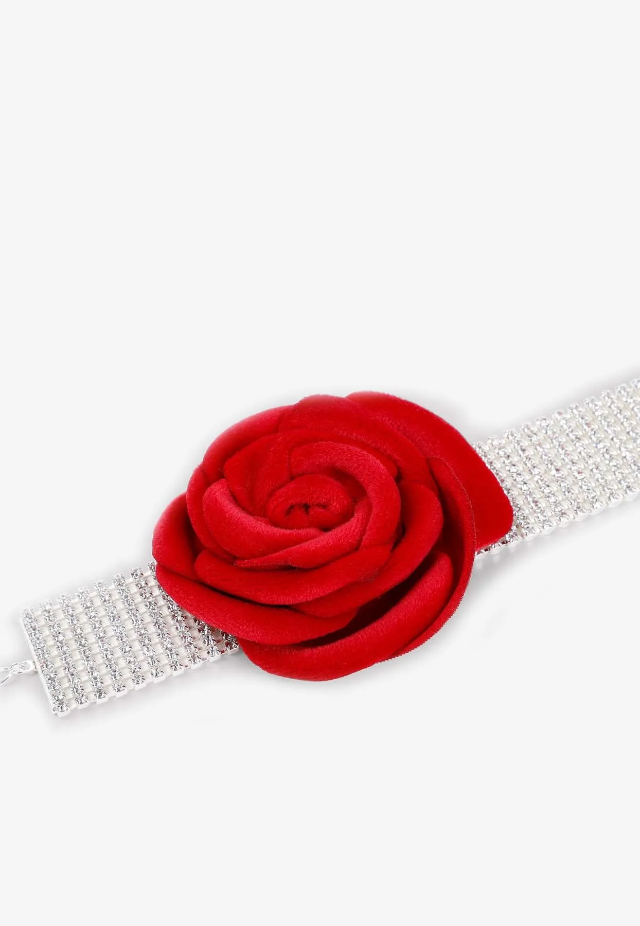 3D Rose Crystal Embellished Necklace