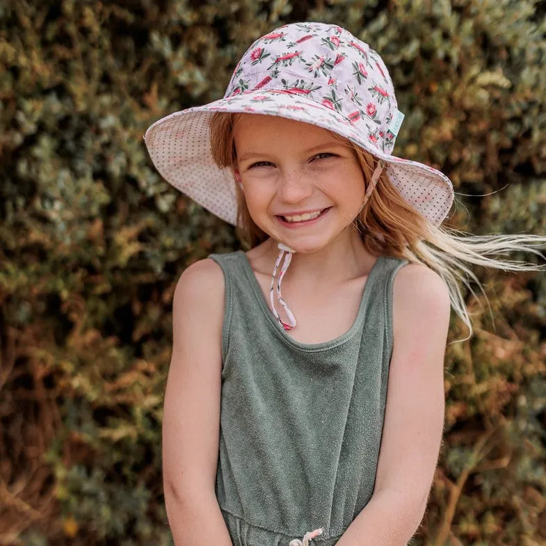 Acorn Kids: Wide Brim Sunhat Banksia Pink Green