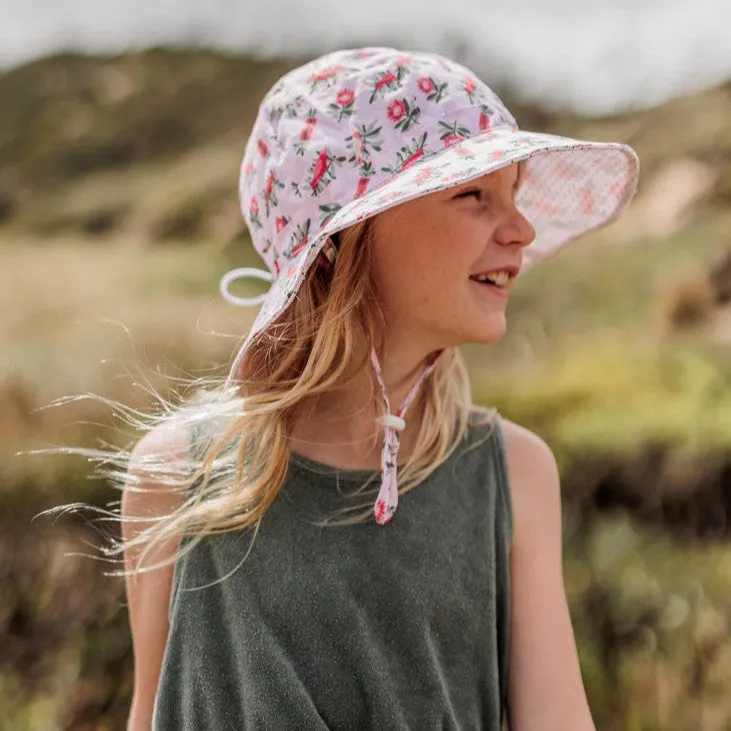 Acorn Kids: Wide Brim Sunhat Banksia Pink Green