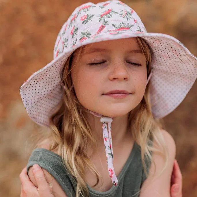 Acorn Kids: Wide Brim Sunhat Banksia Pink Green