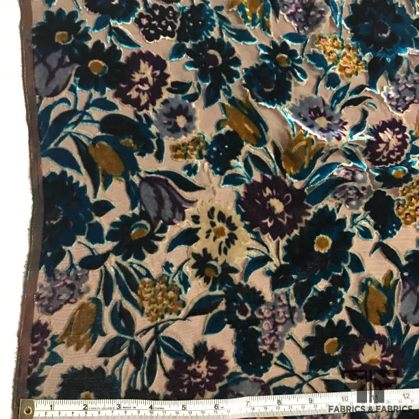 Anna Sui Floral Cut Silk Velvet - Blue/Violet/Gold