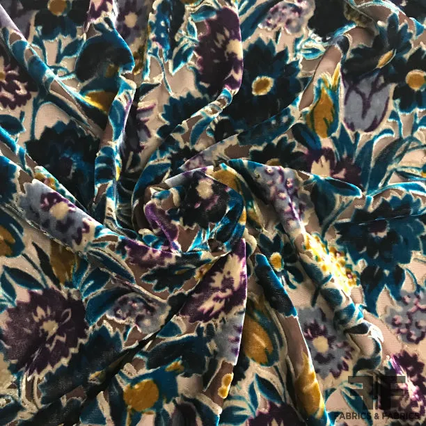 Anna Sui Floral Cut Silk Velvet - Blue/Violet/Gold