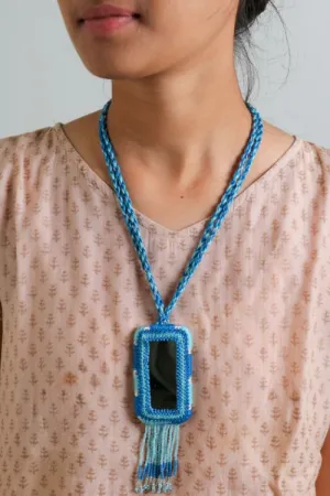 Antarang-  Aasmani (Blue) Bead Jumki Long Bead Neck Pc ,  100% Cotton. Hand Made By Divyang Rural Women.