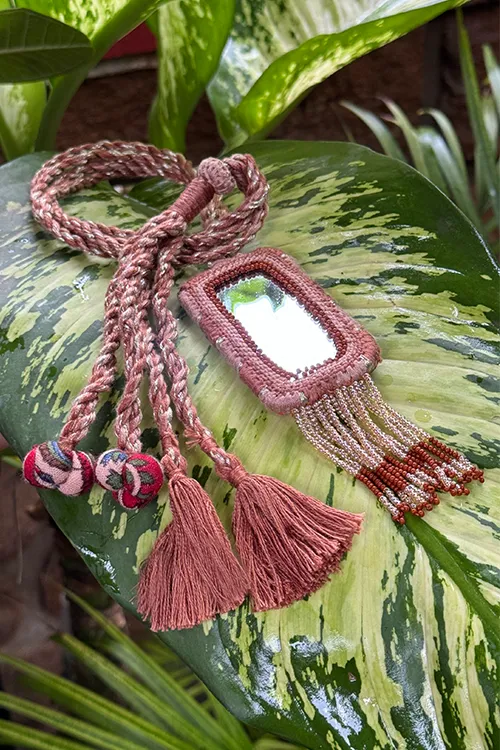 Antarang- Bhoomi (Brown) Bead Jumki Long Neck Piece,  100% Cotton. Hand Made By Divyang Rural Women.