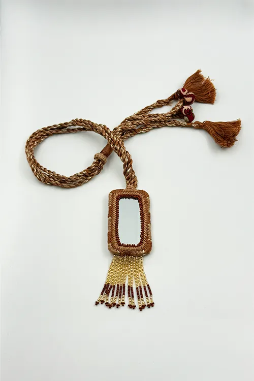 Antarang- Bhoomi (Brown) Bead Jumki Long Neck Piece,  100% Cotton. Hand Made By Divyang Rural Women.