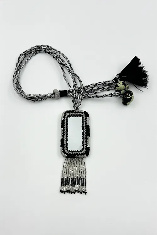Antarang- Chandani (Black),Bead Jumki Long Neck Piece,  100% Cotton. Hand Made By Divyang Rural Women.