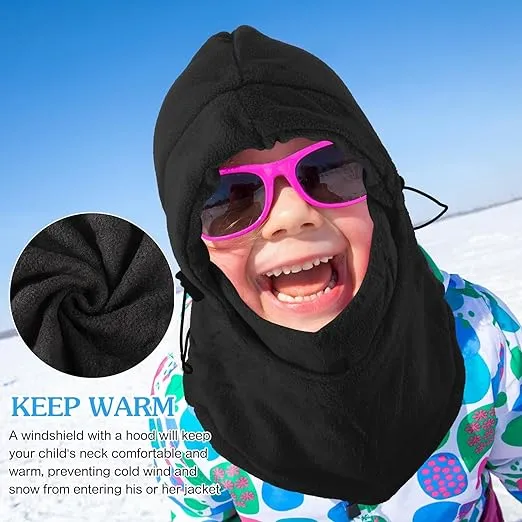 BBTO Winter Kids Balaclava Snood Warm Face Cover Thermal Fleece Neck Warmer Balaclava Hat for Children Cycling Sports Pack of 2