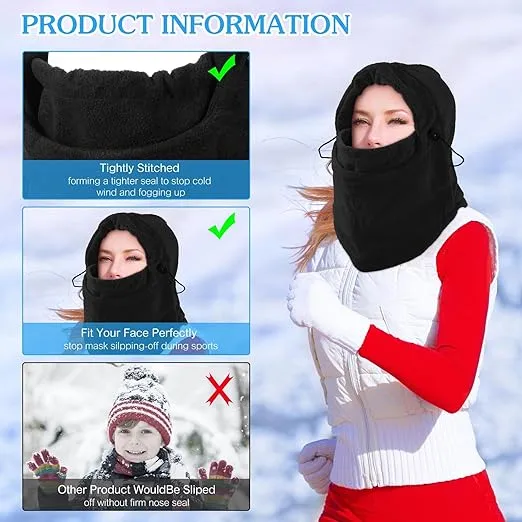 BBTO Winter Kids Balaclava Snood Warm Face Cover Thermal Fleece Neck Warmer Balaclava Hat for Children Cycling Sports Pack of 2