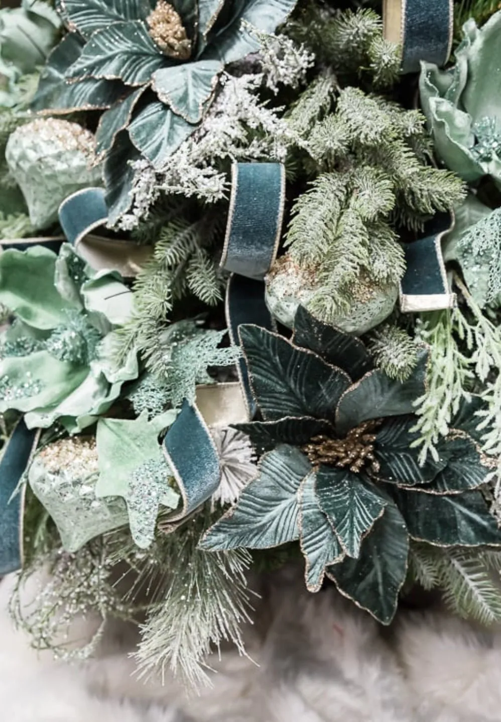 Celadon Farrisilk flashy velvet wired tree ribbon - 4”
