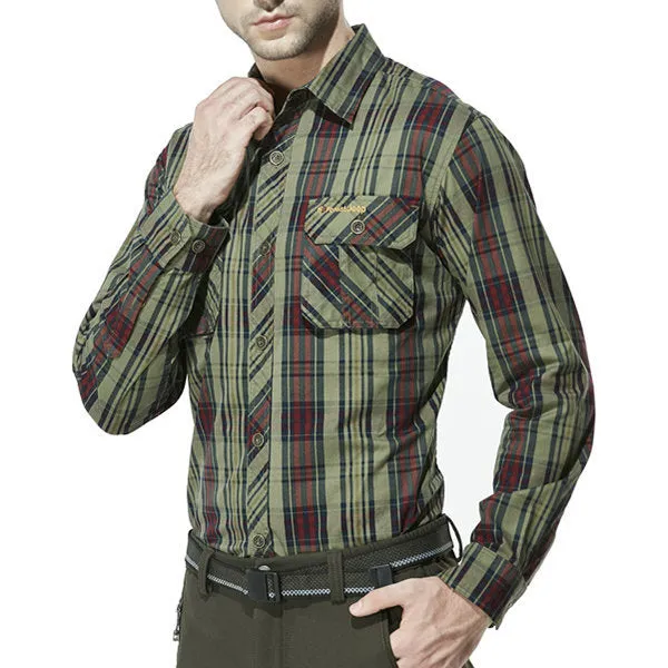 Checked Cotton Washed Loose Work Shirts