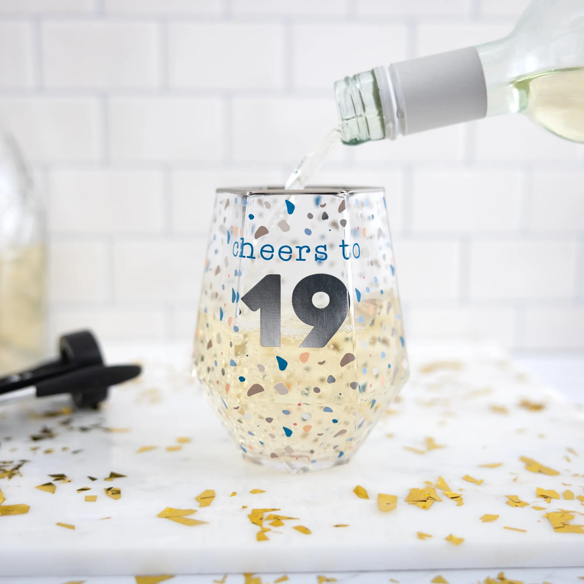 Cheers to 19 16 oz Geometric Glass