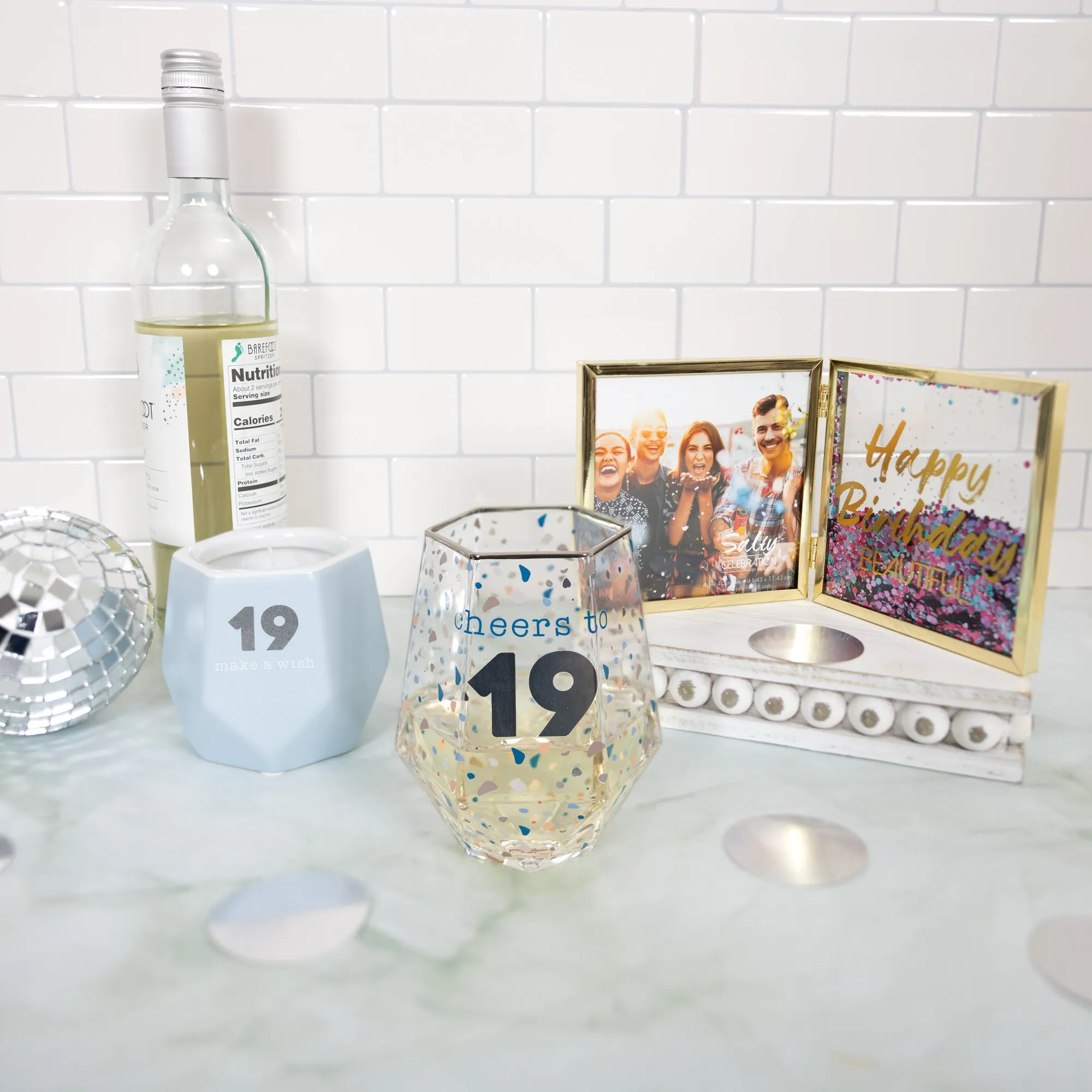 Cheers to 19 16 oz Geometric Glass