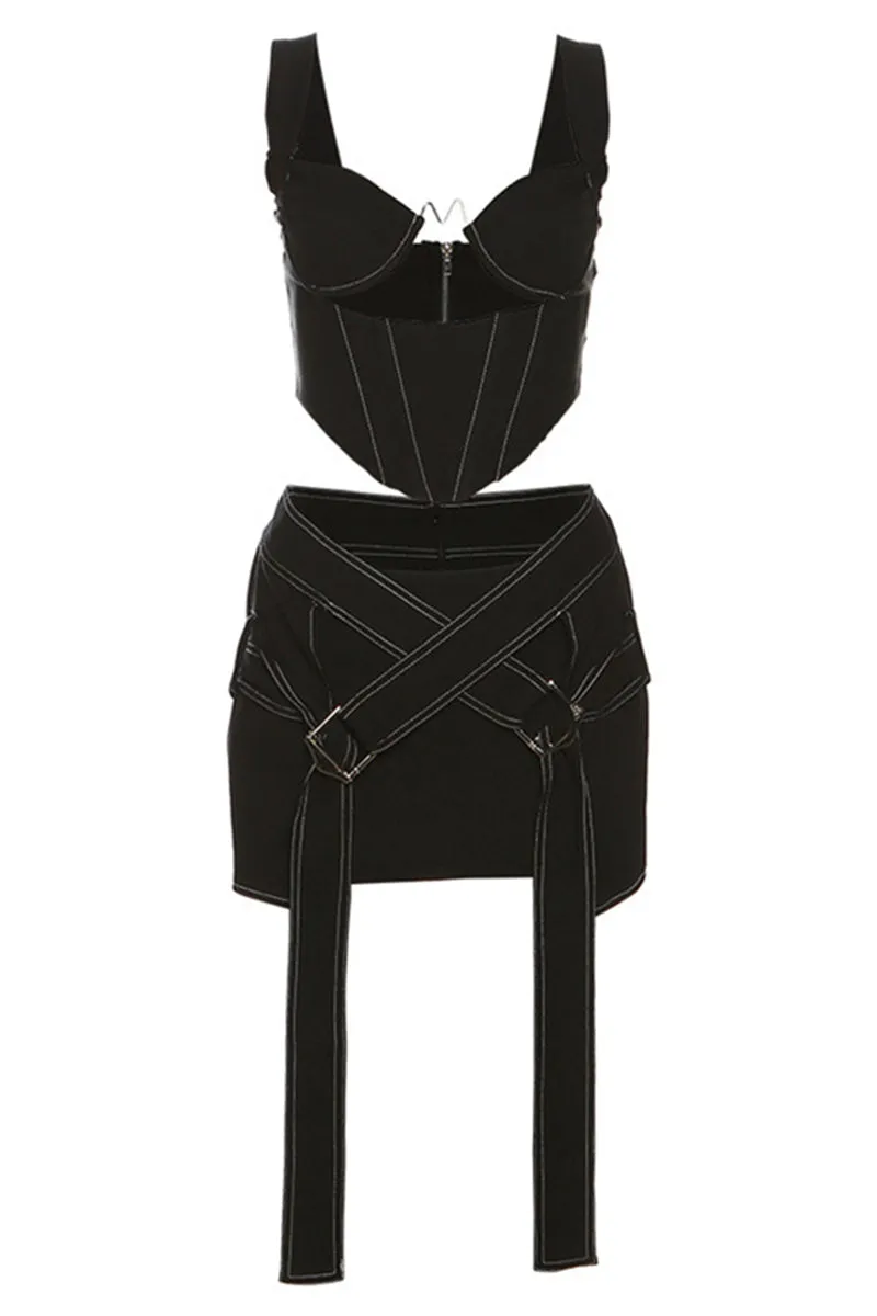 Corset Cami And Lace Up Mini Skirt Set