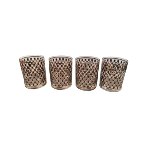 Culver Mid-Century Quartz Black Double Old Fashion Glasses (Set of 4)
