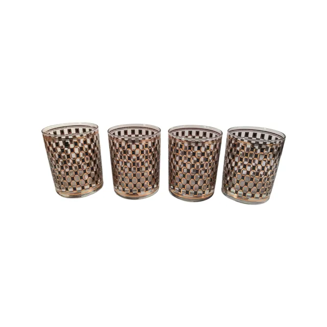Culver Mid-Century Quartz Black Double Old Fashion Glasses (Set of 4)