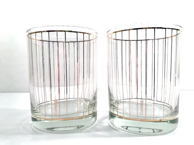 Culver Signed Mid-Century 22-Karat Gold Devon Double Old Fashion Glasses (Set of 2)