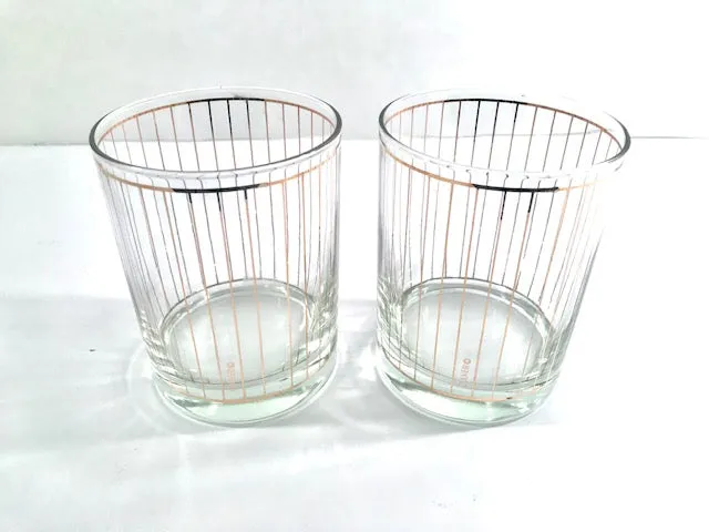 Culver Signed Mid-Century 22-Karat Gold Devon Double Old Fashion Glasses (Set of 2)