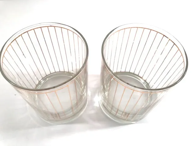 Culver Signed Mid-Century 22-Karat Gold Devon Double Old Fashion Glasses (Set of 2)