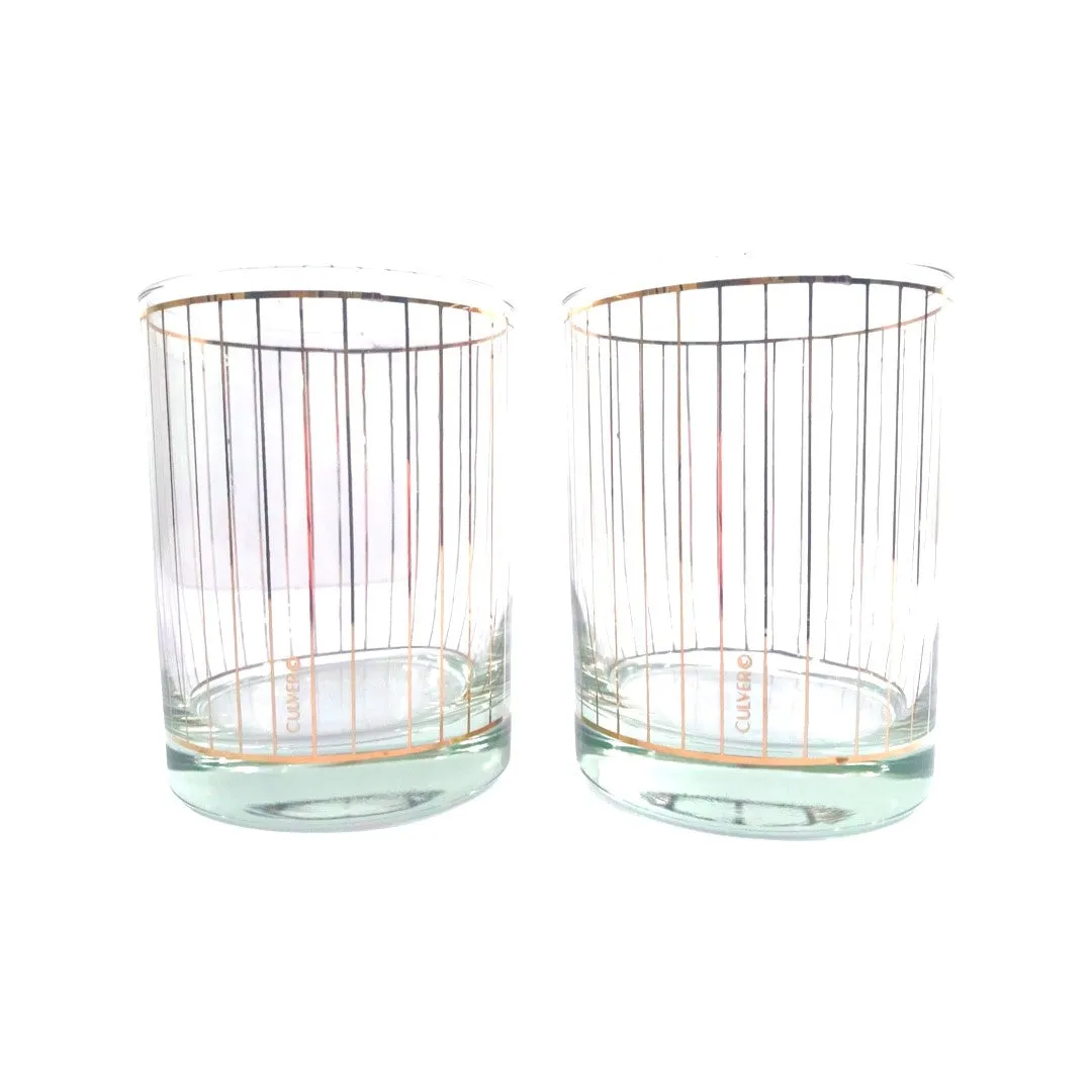 Culver Signed Mid-Century 22-Karat Gold Devon Double Old Fashion Glasses (Set of 2)
