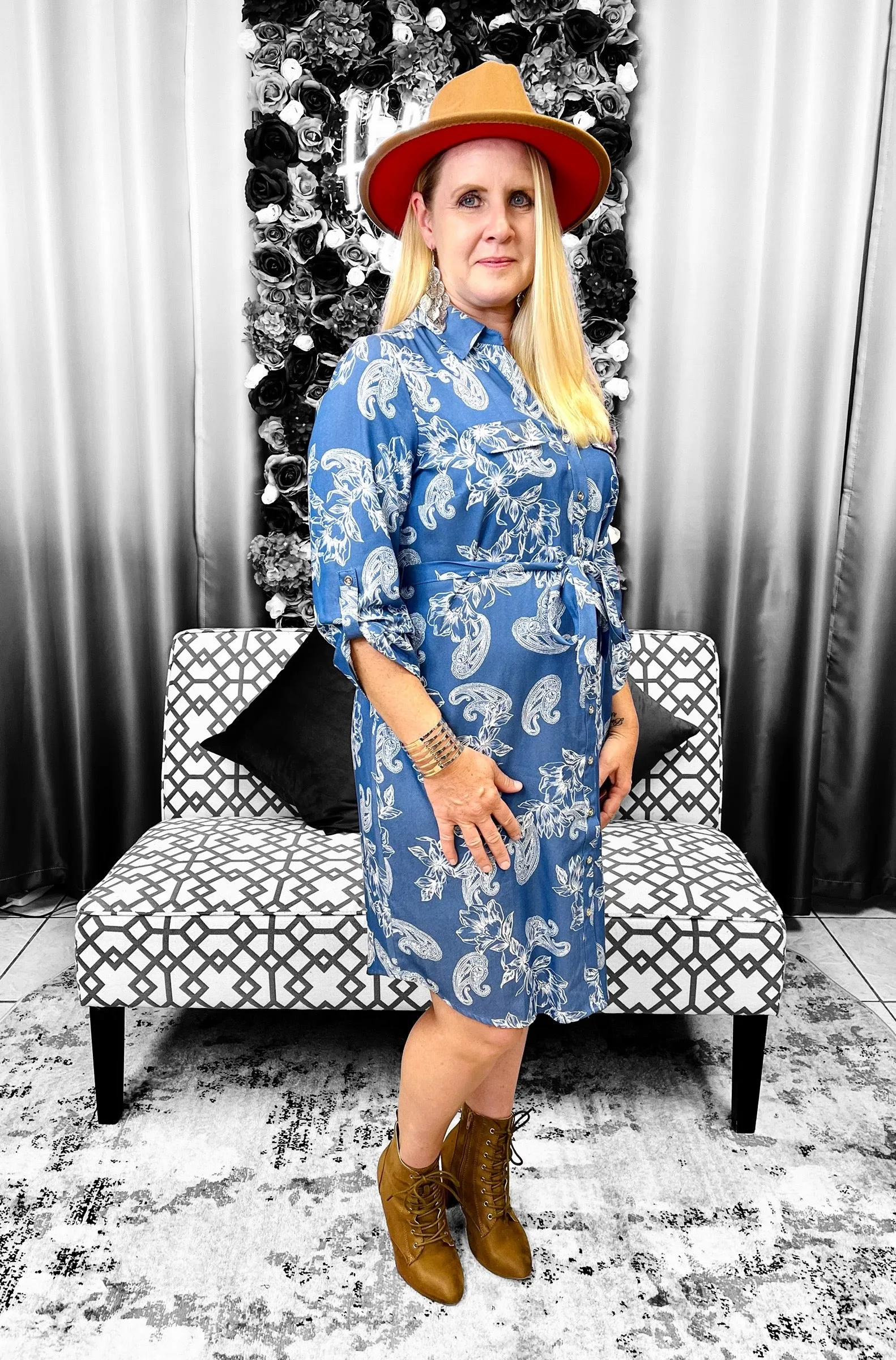 Denim Floral Dress