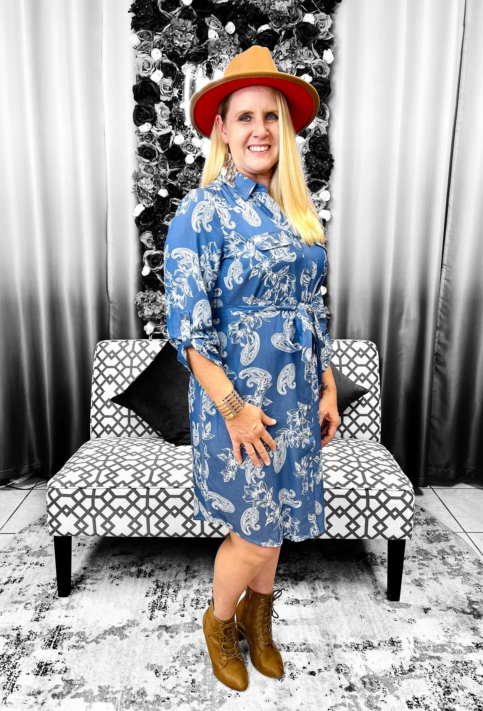 Denim Floral Dress