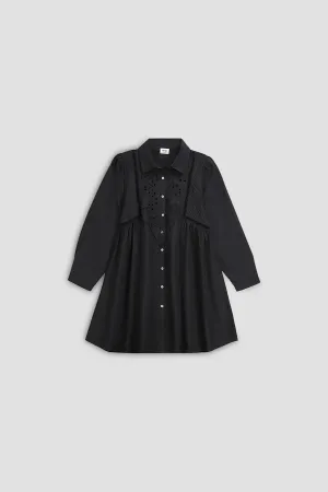 Embroiderd Midi Dress For Women - BLACK