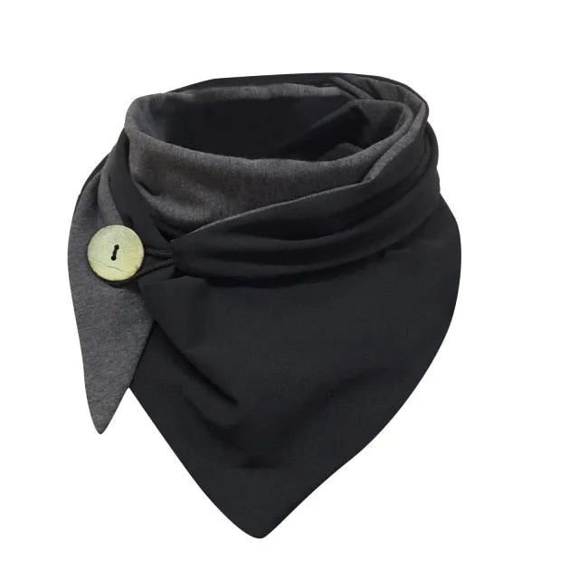 Fashion Scarf Women Winter Retro Designer Scarf Prints Button Tie