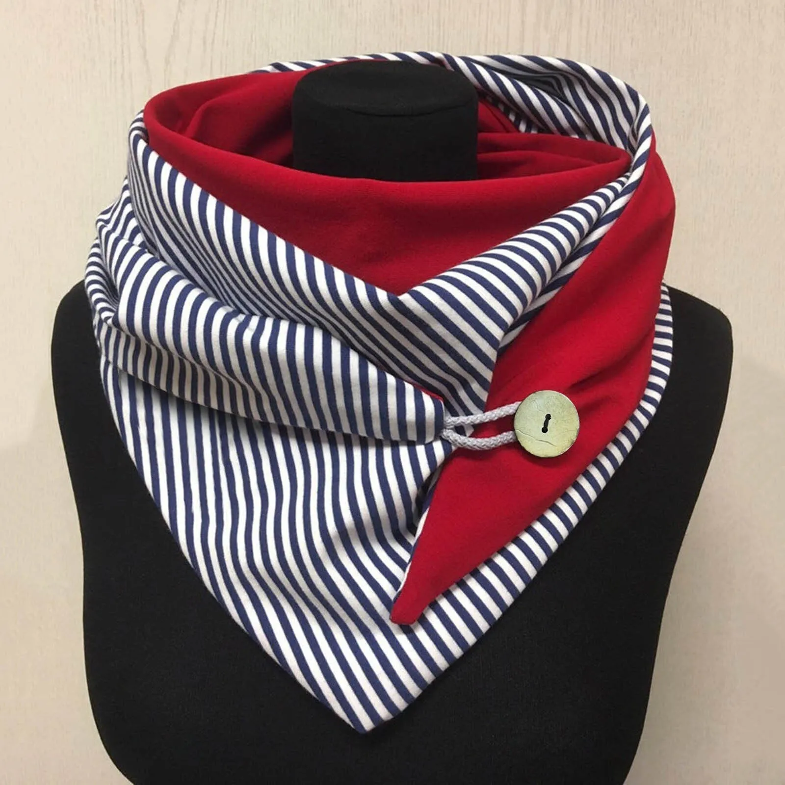 Fashion Scarf Women Winter Retro Designer Scarf Prints Button Tie
