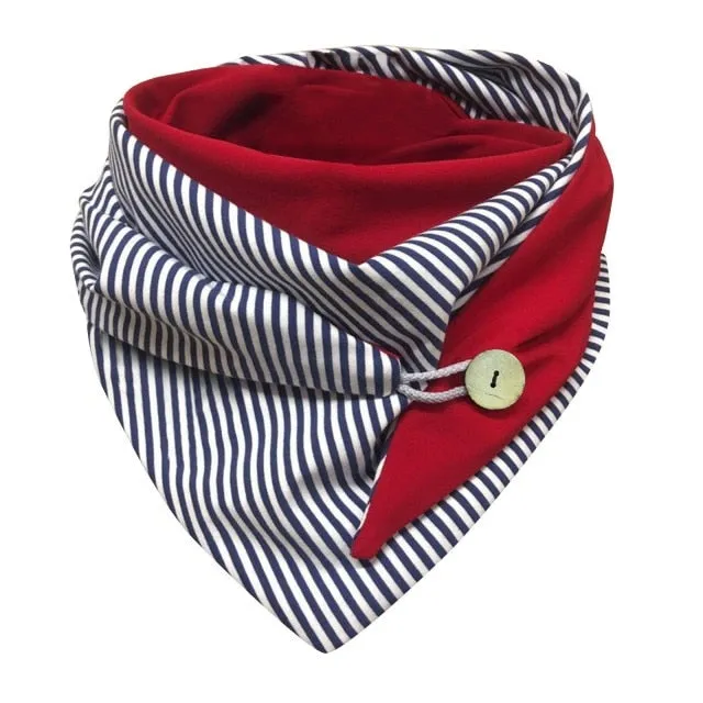 Fashion Scarf Women Winter Retro Designer Scarf Prints Button Tie