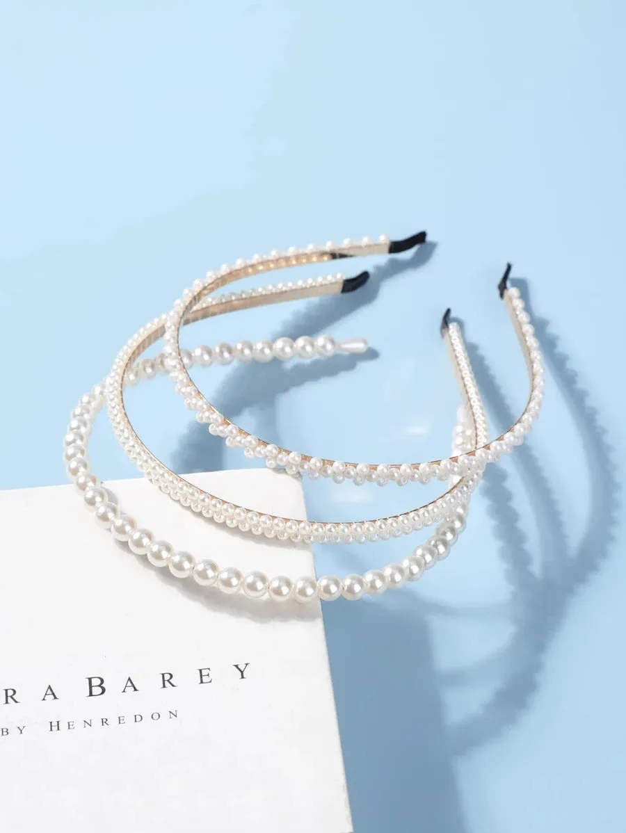 Faux Pearl Decor Headbands