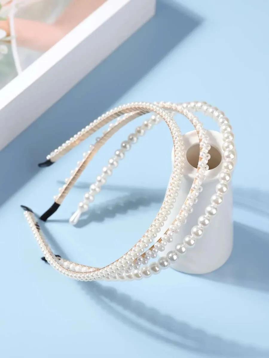 Faux Pearl Decor Headbands