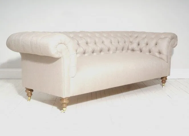 GODERICH CHESTERFIELD FABRIC SOFA IN STONE