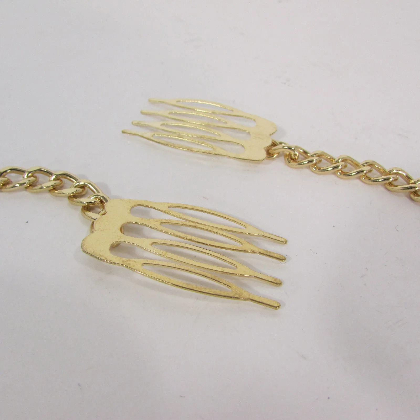 Gold Long Silver Black Head Chain Sides Clips Multi Waves Drops Strands