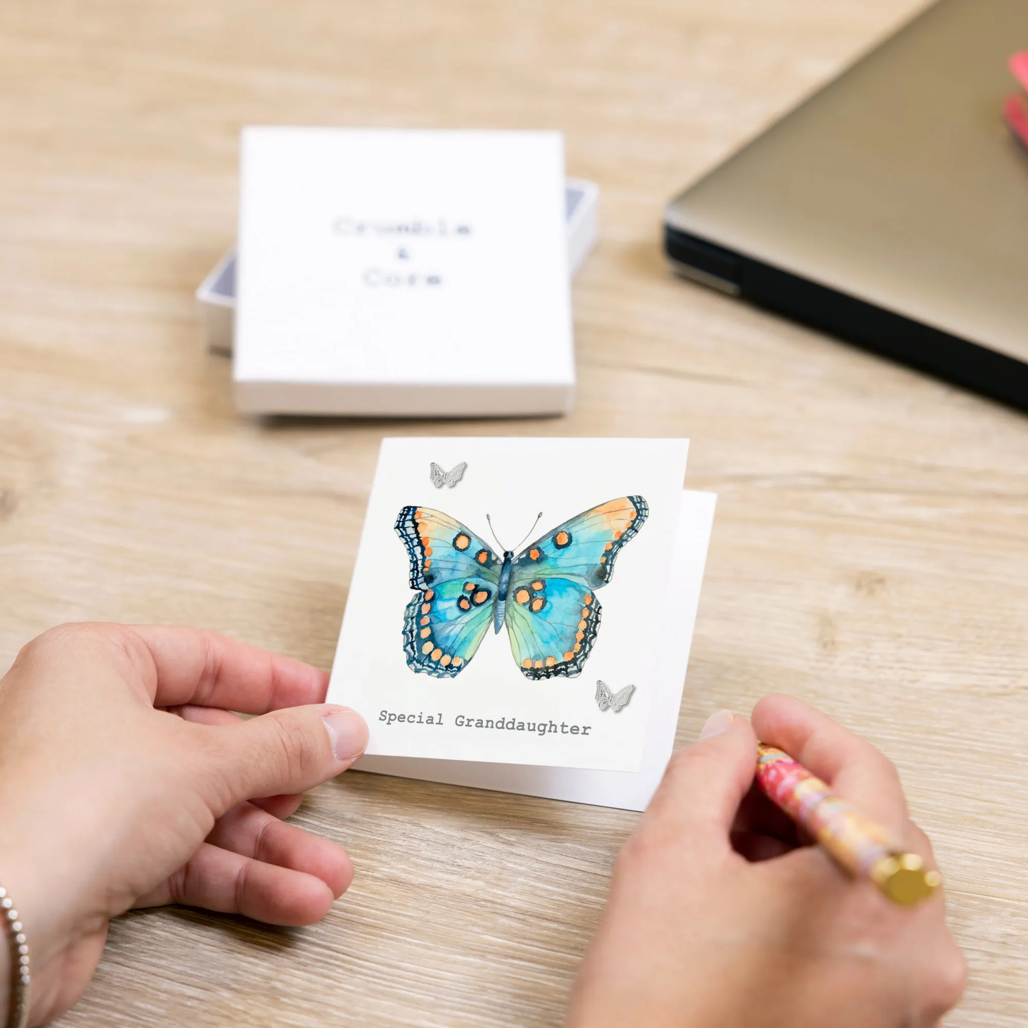 Granddaughter 7mm Sterling Silver Butterfly Stud Earrings