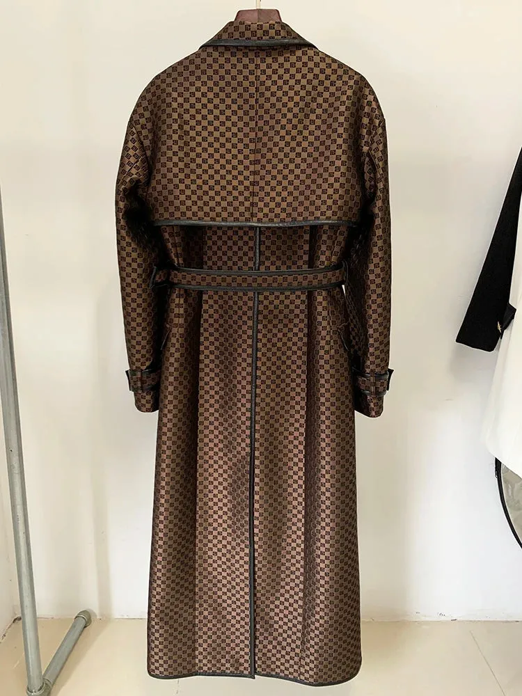 HIGH STREET Belted Monogram Jacquard Trench Overcoat