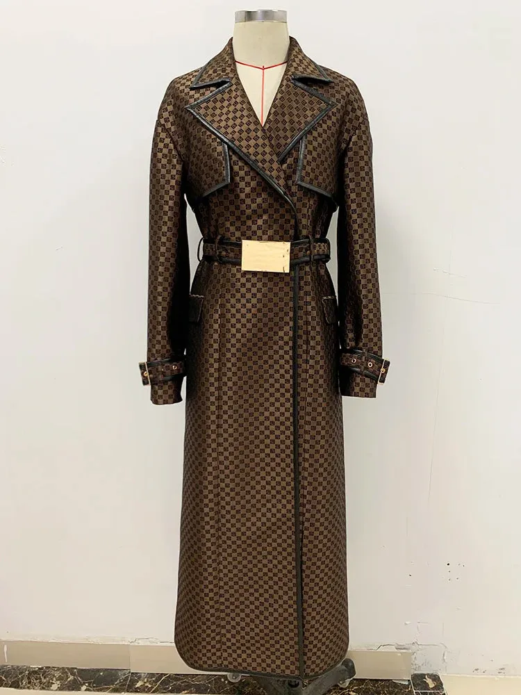 HIGH STREET Belted Monogram Jacquard Trench Overcoat
