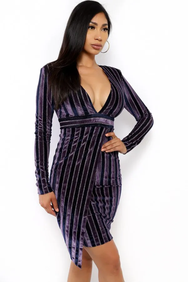 K8481 - STRIPED VELVET DRESS