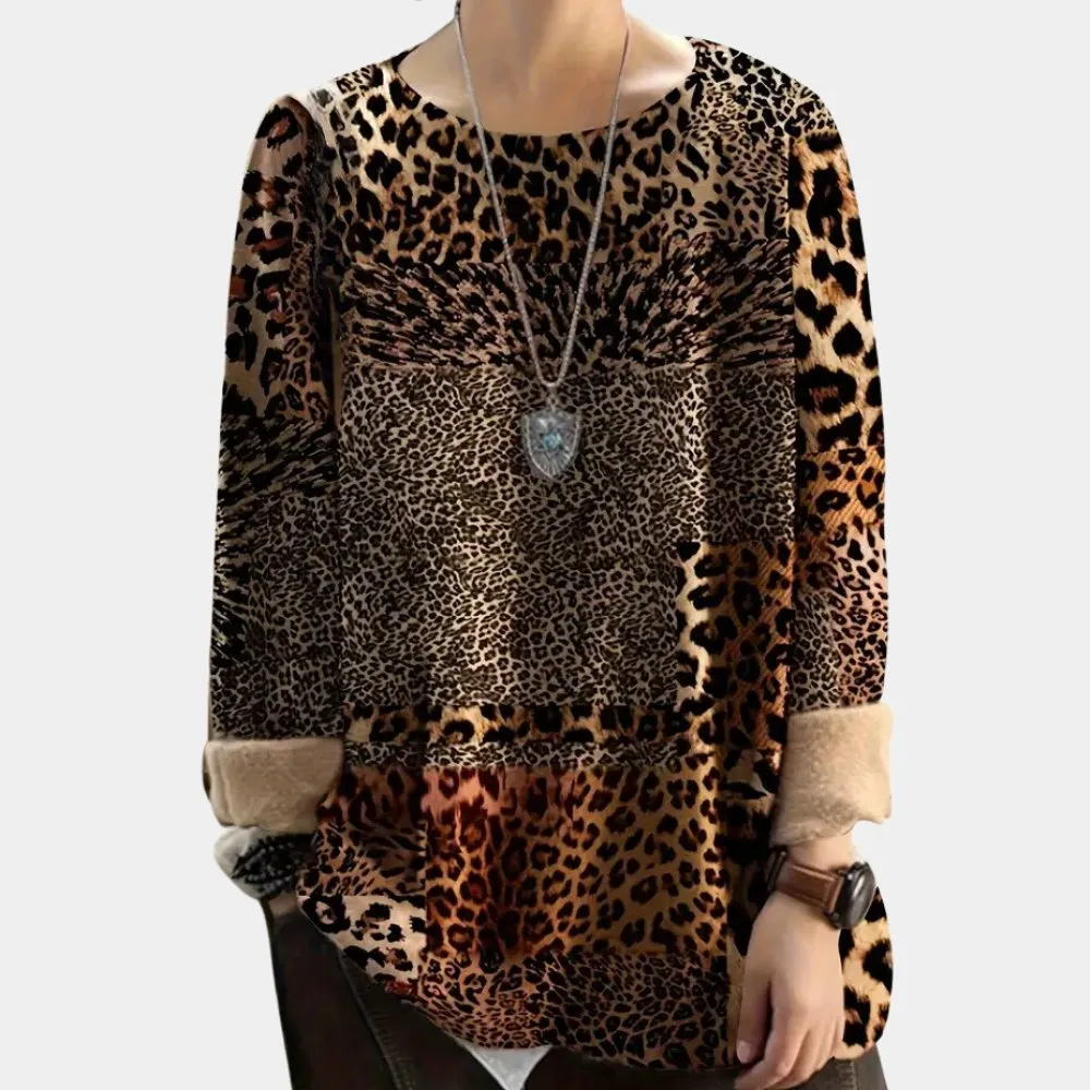 Leopard Print Long Sleeve Top
