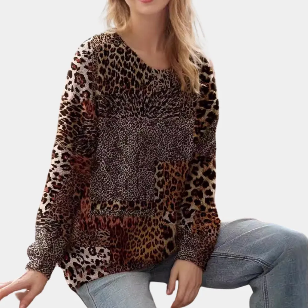 Leopard Print Long Sleeve Top