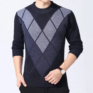 Mens Hit Color Diamond Lattice Sweaters