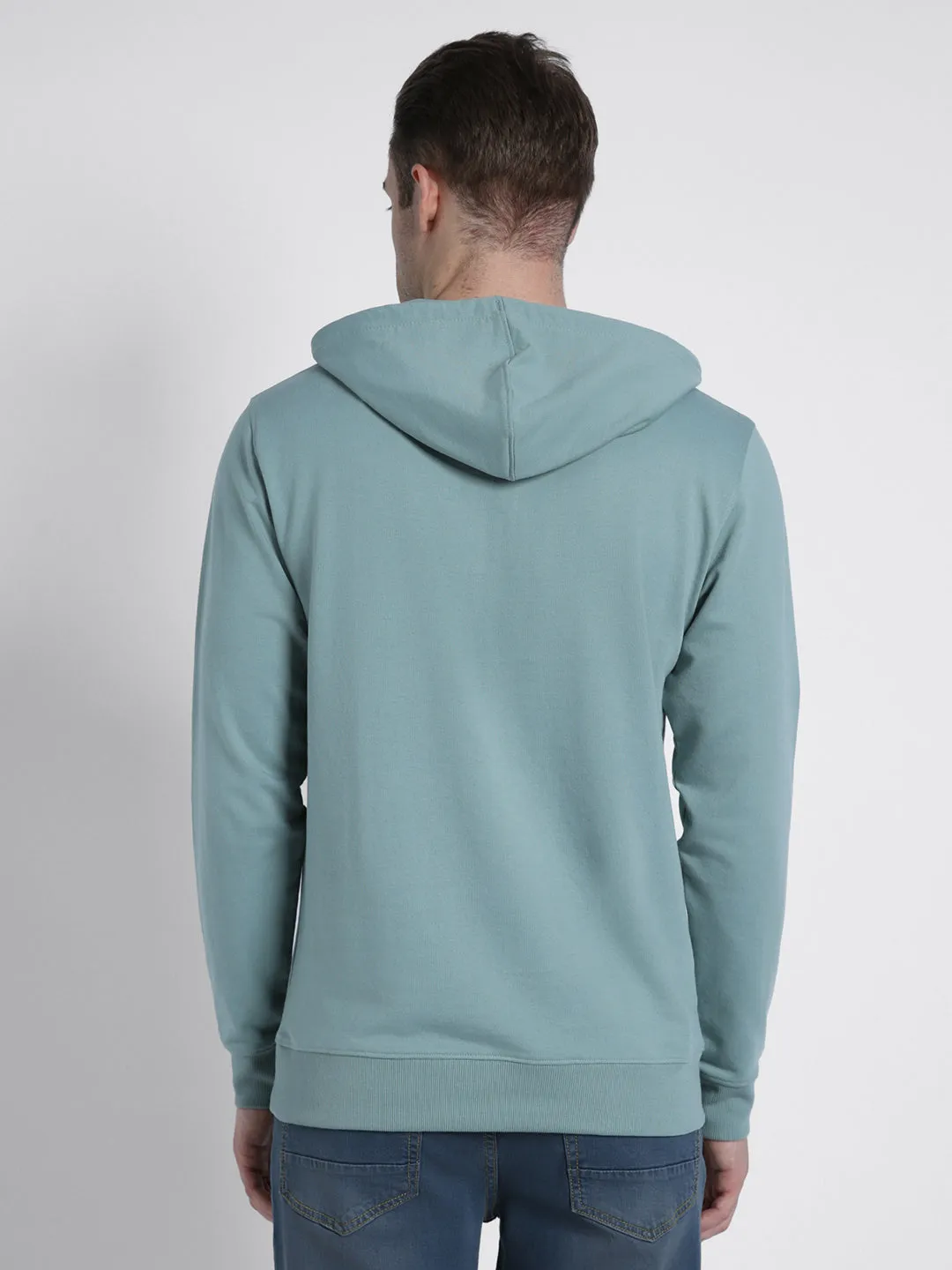 Men's Sea Green Solid Hooded Sweatshirt