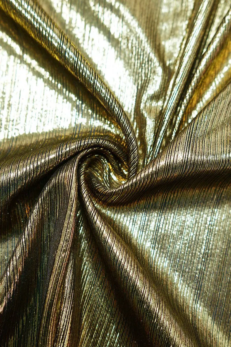 Metallic V Neck Sleeveless Backless Split Maxi Dress