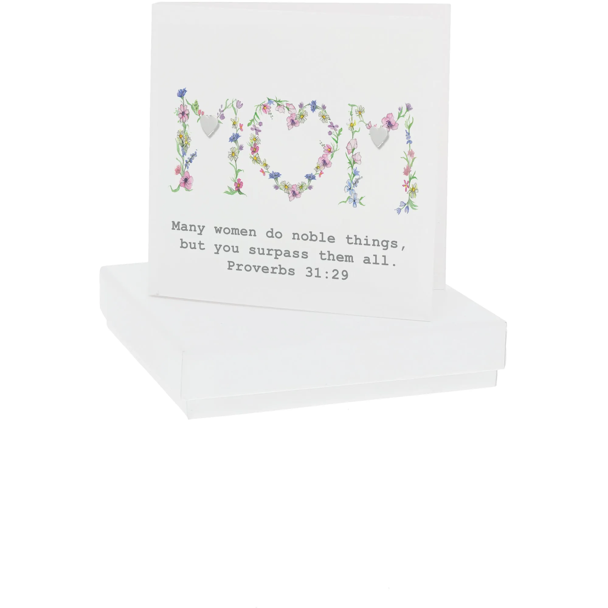 Proverbs 31:29 7mm Sterling Silver Heart Stud Earrings