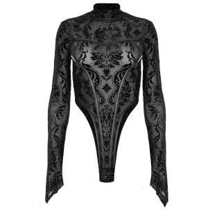 Punk Rave - Femme Fatal - Velvet Damask Pattern -  bodysuit