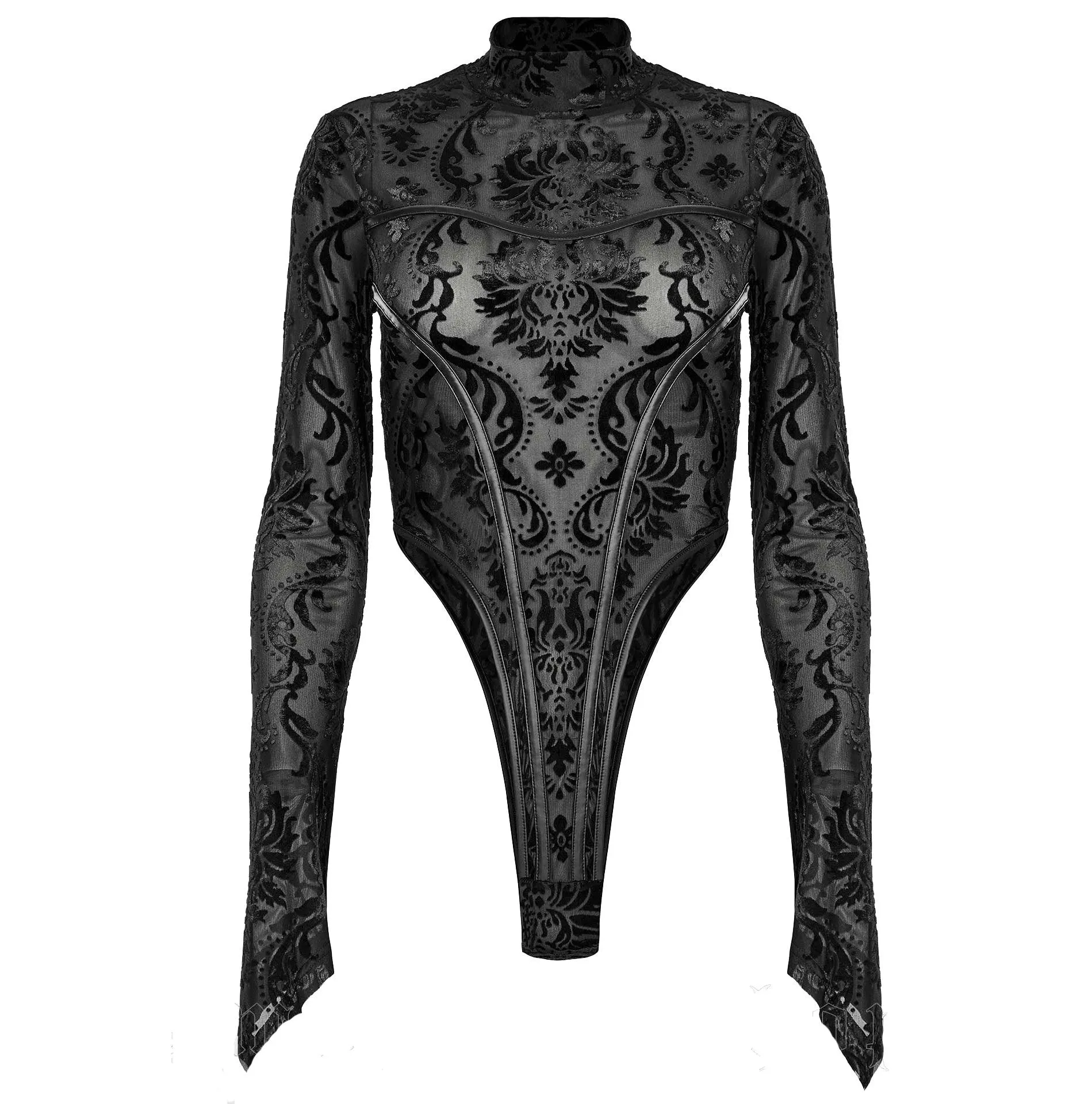 Punk Rave - Femme Fatal - Velvet Damask Pattern -  bodysuit