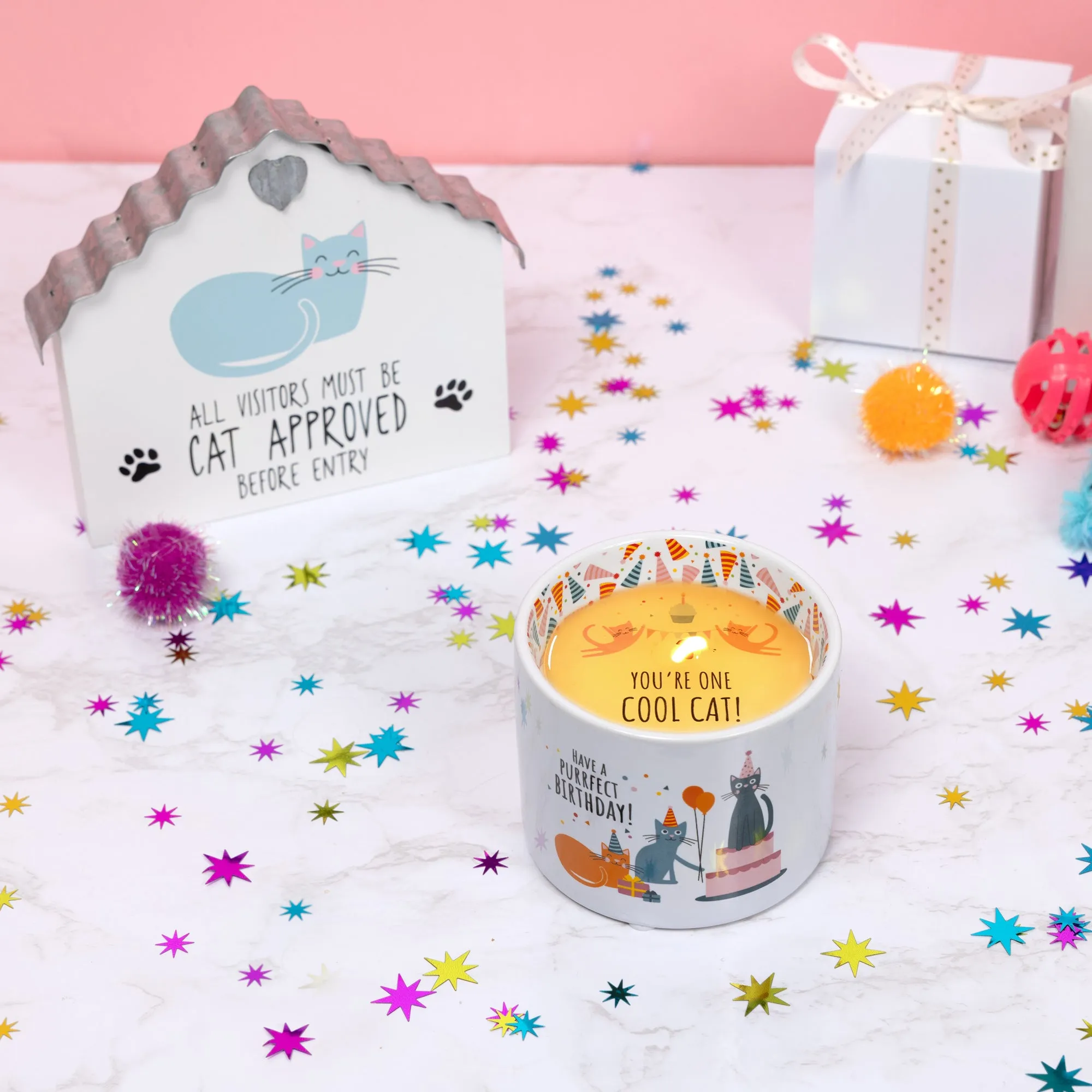 Purrfect Birthday 8 oz 100% Soy Wax Reveal, Single Wick Candle Scent: Tranquility