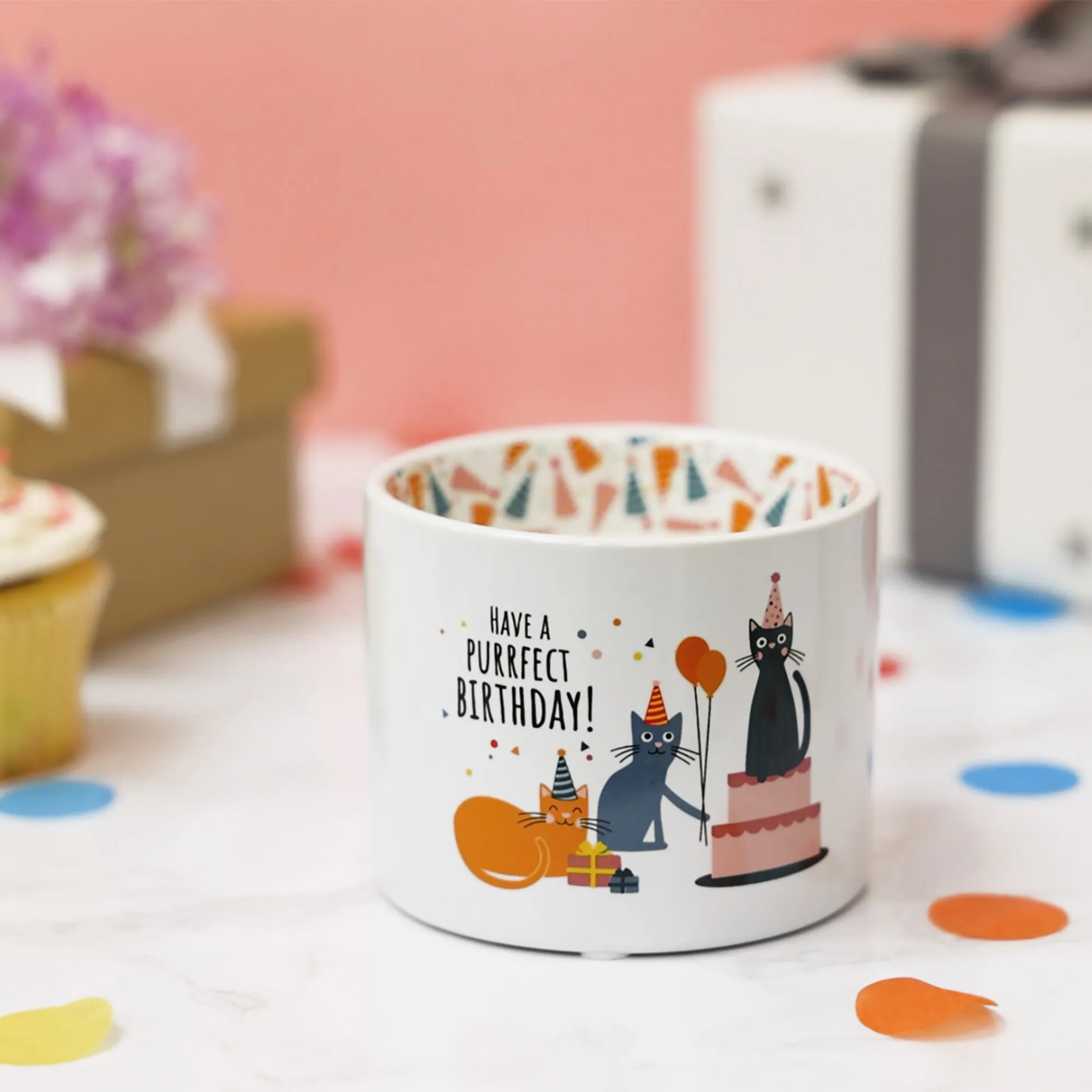 Purrfect Birthday 8 oz 100% Soy Wax Reveal, Single Wick Candle Scent: Tranquility