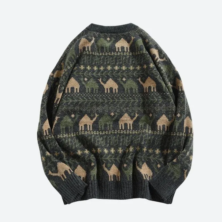 Riolio - Vintage Camel Knitted Sweater - chill guy 90s fashion mens fashion