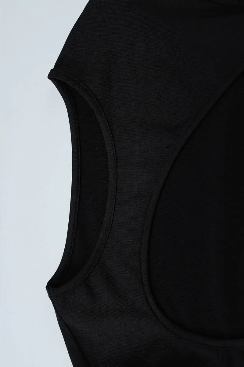 Solid Round Neck Cutout Long Sleeve T Shirt